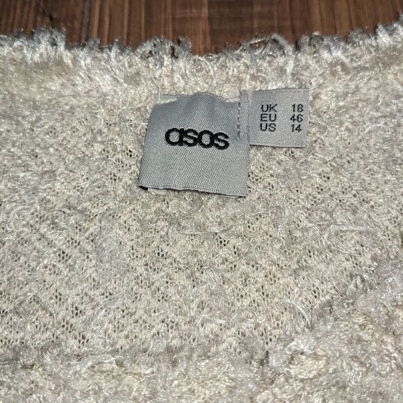 ASOS Women's Fuzzy Cream Tan Neutral Sweater 14 - Picture 3 of 4
